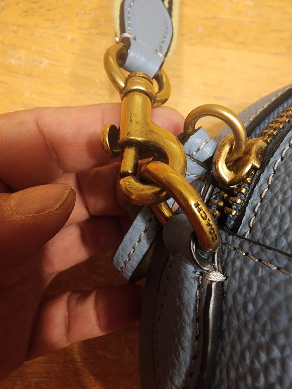 Coach Light Blue Round Crossbody Bag - Signature Leather